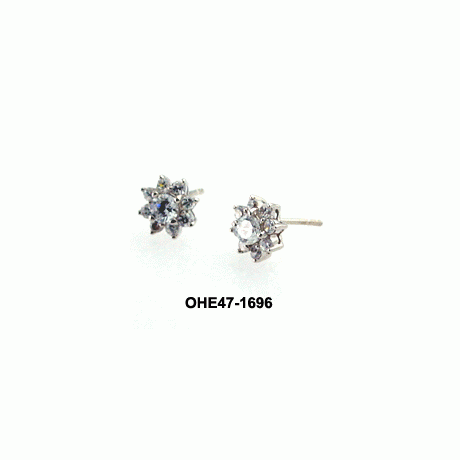 Oh la la Jewellery Original Design - Sunflower Stud Earrings - Silver 925, clear cz