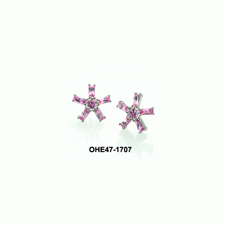 Oh la la Jewellery Original Design - Daisy Stud Earrings - Silver 925, pink cz