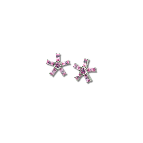 Oh la la Jewellery Original Design - Daisy Stud Earrings - Silver 925, pink cz