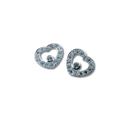 Oh la la Jewellery Original Design - Heart Earrings - Silver 925, clear cz