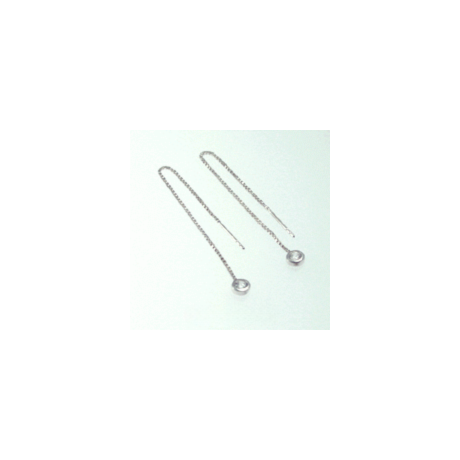 Long Chain Earrings - Silver 925, clear cz