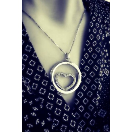 Oh la la Jewellery Original Design - Heart Pendant - Silver 925, clear cz