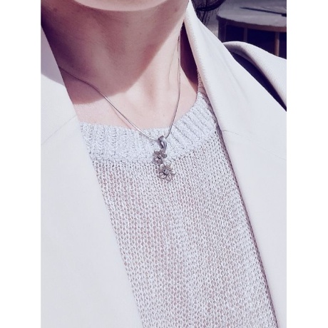 Two flowers Silver Pendant, clear cz