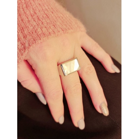 Rectangular White MOP Signet Silver Ring