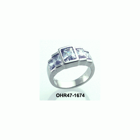 Roxanne 5 stones Silver Ring, clear colour cz, graduated radiant cut - OHR47-1674-001