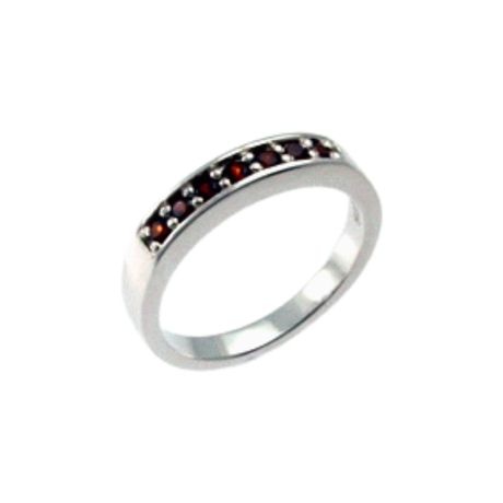 Amira Silver Ring band with Seven Red Garnet Stones 