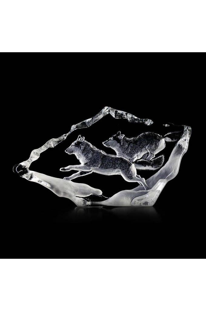 Mats Jonasson Crystal - WILDLIFE - Wolves running - 33599