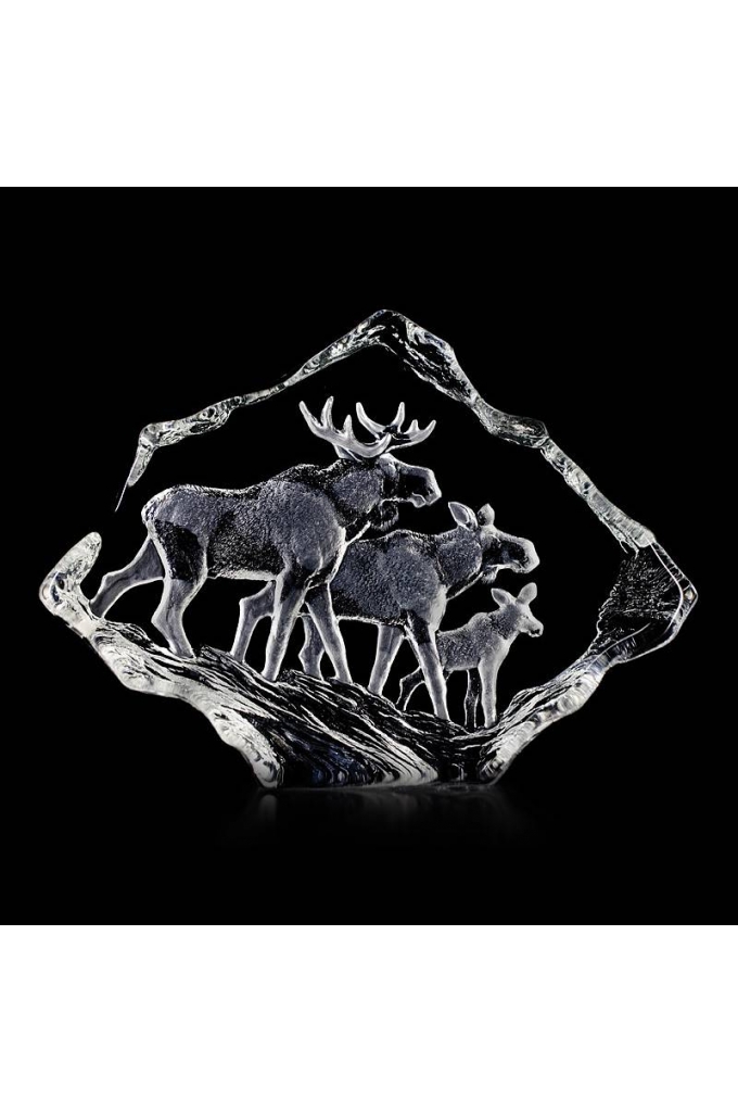 Mats Jonasson Crystal - WILDLIFE - Moose family - 33636