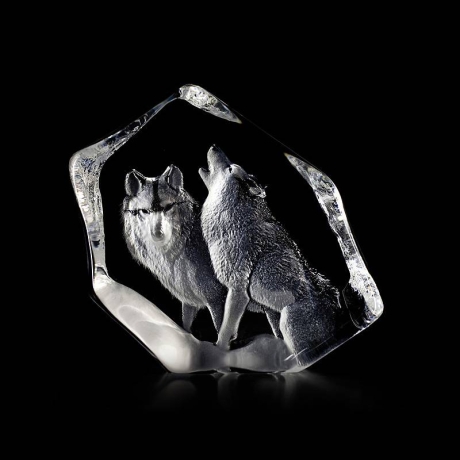 Mats Jonasson Crystal - WILDLIFE - Wolf couple - 33723