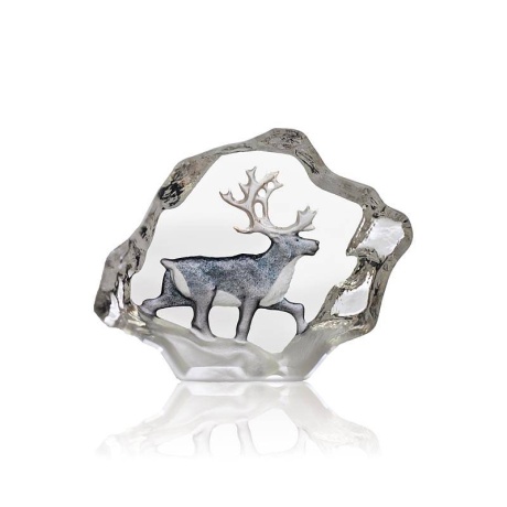 Mats Jonasson Crystal - WILDLIFE MINIATURE - Reindeer painted - 88170