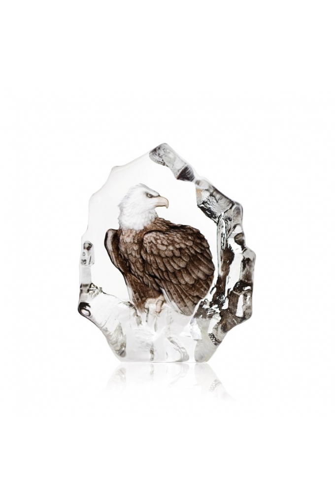 Mats Jonasson Crystal - WILDLIFE PAINTED - Northern Bald Eagle - 33893