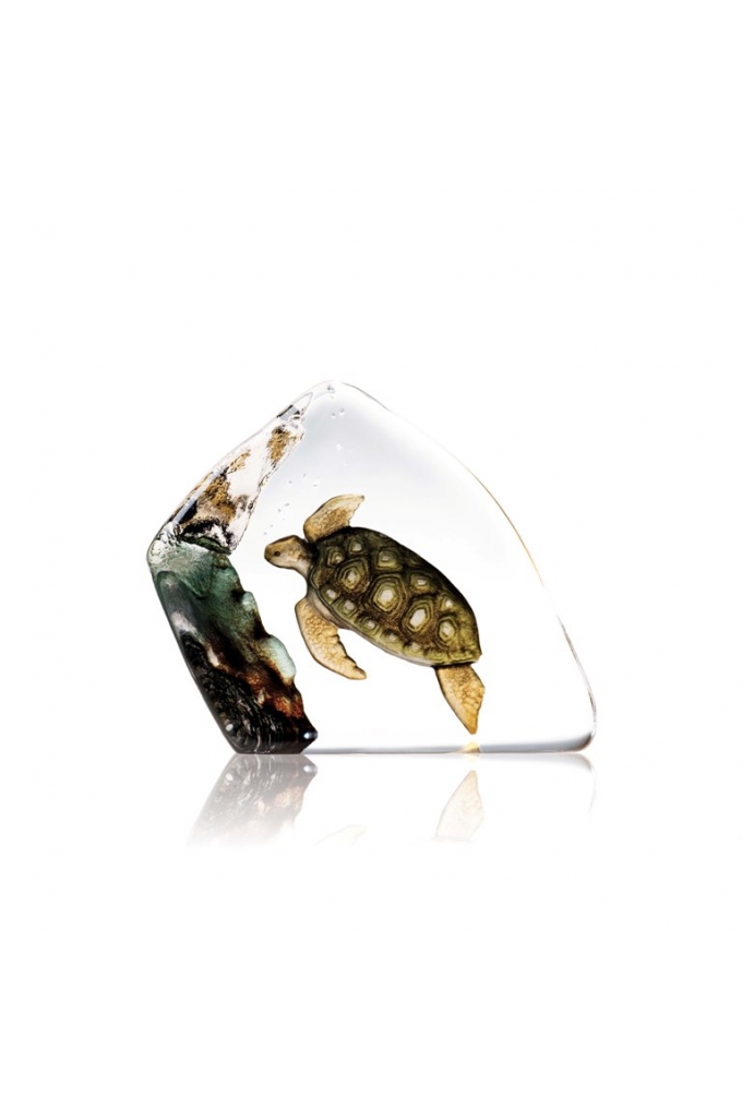 Mats Jonasson Crystal - WILDLIFE PAINTED - Sea turtle - 33943