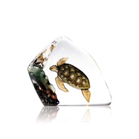 Mats Jonasson Crystal - WILDLIFE PAINTED - Sea turtle - 33943