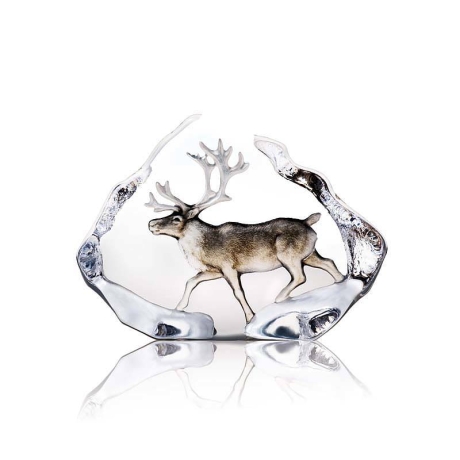 Mats Jonasson Crystal - WILDLIFE PAINTED - Reindeer - 33953