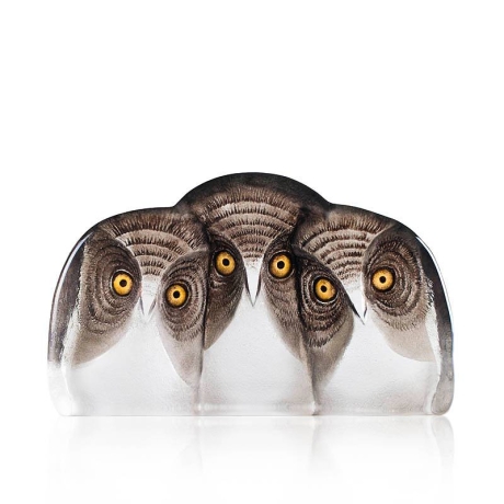 Mats Jonasson Crystal - WILDLIFE PAINTED - Parliament of Owls - 34107