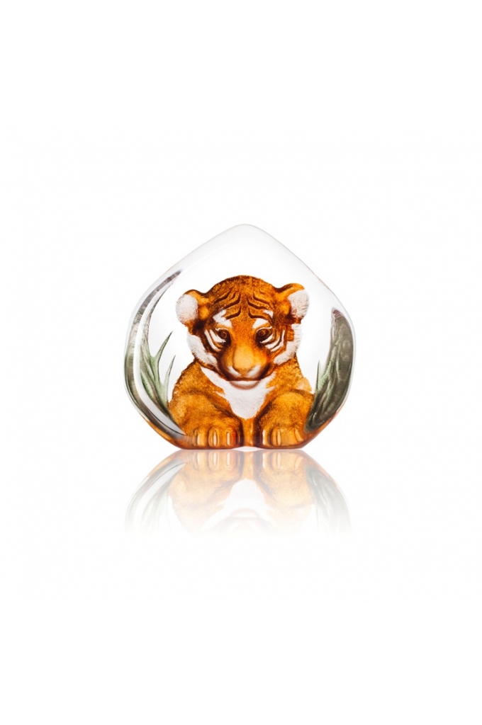 Mats Jonasson Crystal - WILDLIFE PAINTED - Tiger cub - 34174