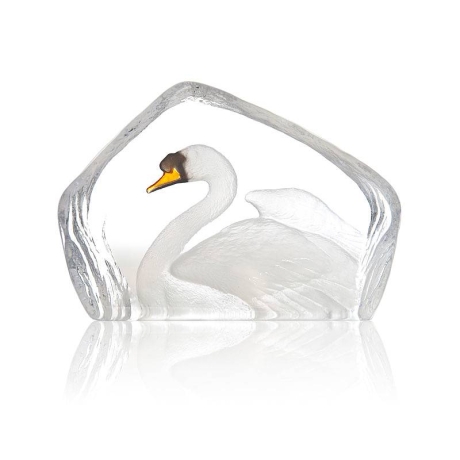 Mats Jonasson Crystal - WILDLIFE PAINTED - Swan - 34269