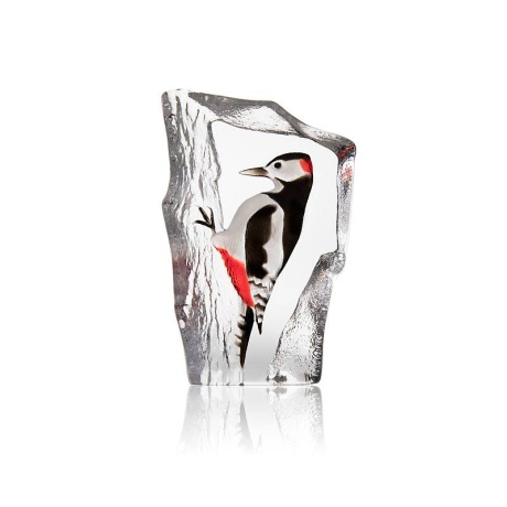 Mats Jonasson Crystal - WILDLIFE PAINTED - Woodpecker - 34282