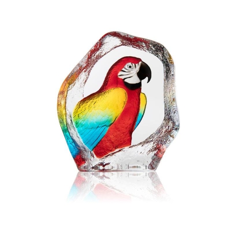 Mats Jonasson Crystal - WILDLIFE PAINTED - Scarlet Macaw - 34284