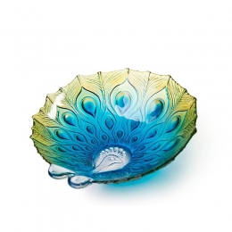 Mats Jonasson Crystal - Peacock by Ludvig Löfgren - Peacock bowl large Ø 280 mm - 56108