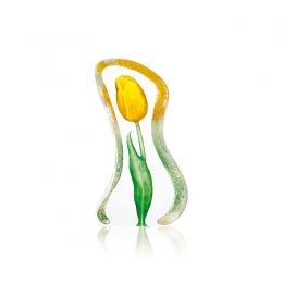 Mats Jonasson Crystal - FLORAL FANTASY Tulip small yellow by Robert Ljubez - 34012