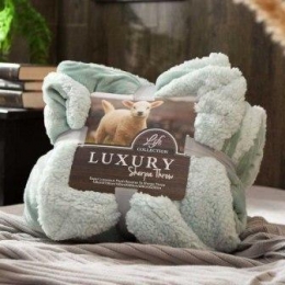 Lamb Fur Imitation Home Bedding Blanket-green-120x100cm
