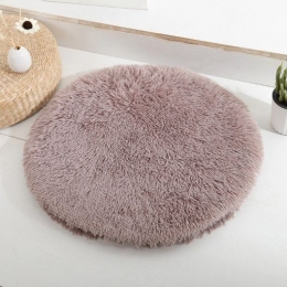 Round Cushion for Cat or small Dog-Interior decoration-Soft Faux Fur, Double-sided, Machine Washable-brown - Ø50 cm