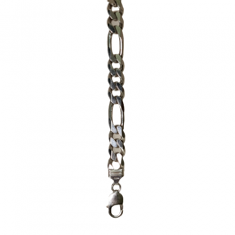 Silver Rhodium Plated Figaro Chain Bracelet 10mm x 230mm