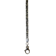 Silver Rhodium Plated Square Byzantine 4 sides Chain Bracelet 6mm x 225mm