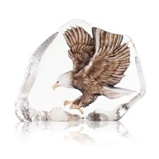 Mats Jonasson Crystal - WILDLIFE PAINTED - Northern Bald Eagle in flight - 34087