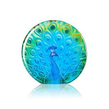 Mats Jonasson Crystal - WILDLIFE PAINTED - Peacock Sculpture by Ludvig Löfgren - 34160