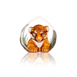 Mats Jonasson Crystal - WILDLIFE PAINTED - Tiger cub - 34174